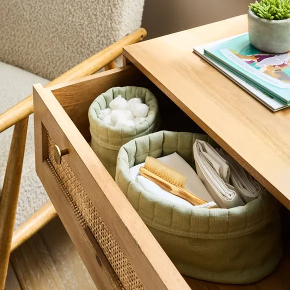 Set of 2 Storage Baskets - Sage Green, Fabric