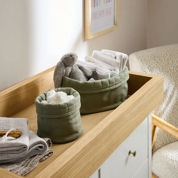 Set of 2 Storage Baskets - Sage Green, Fabric image