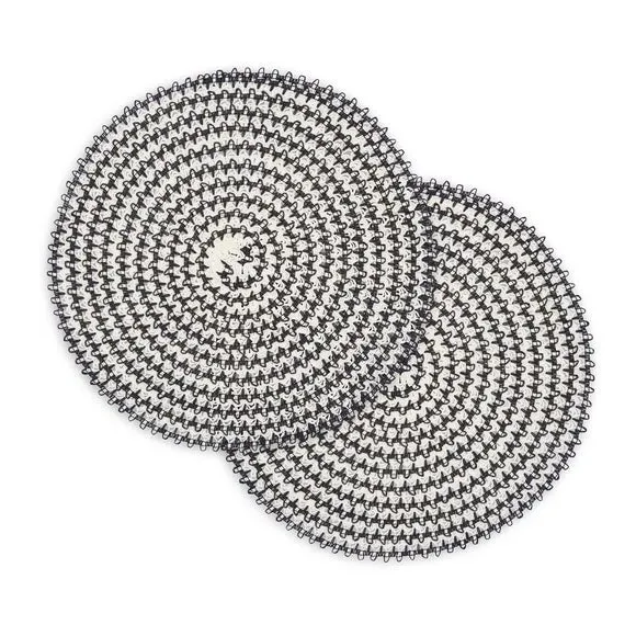 Set of 2 Textured Placemats - Black/White