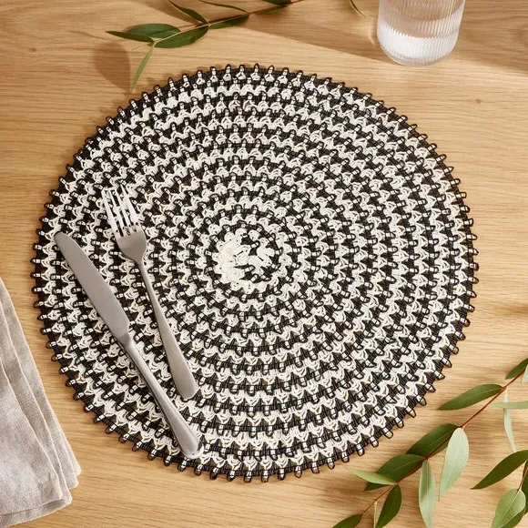 Set of 2 Textured Placemats - Black/White image
