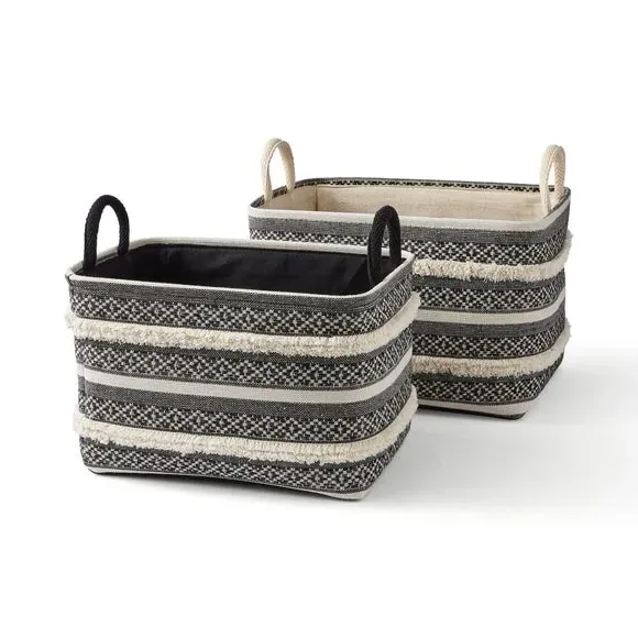Set of 2 Tufted Storage Baskets - Grey