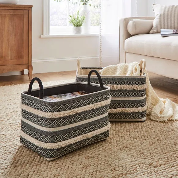 Set of 2 Tufted Storage Baskets - Grey image