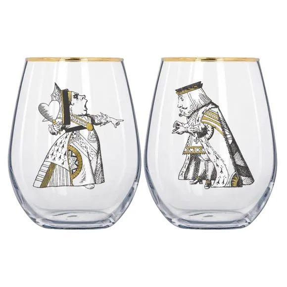 Set of 2 Tumblers with Gold Rim - Clear, Glass