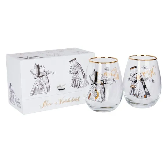 Set of 2 Tumblers with Gold Rim - Clear, Glass