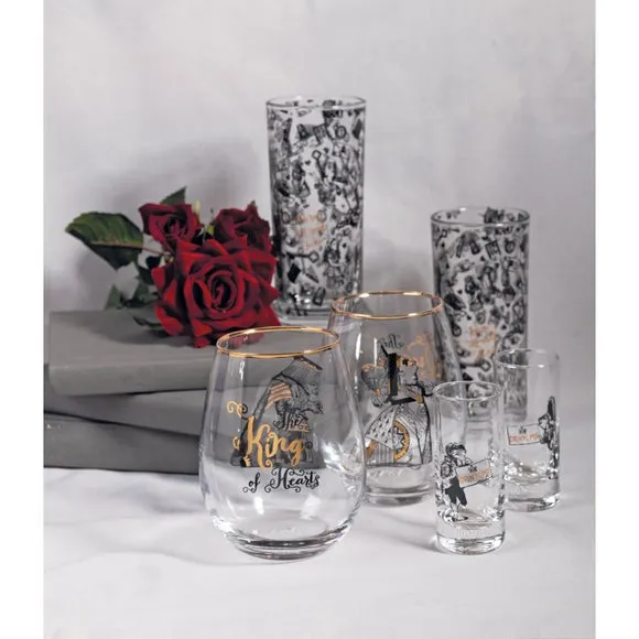 Set of 2 Tumblers with Gold Rim - Clear, Glass