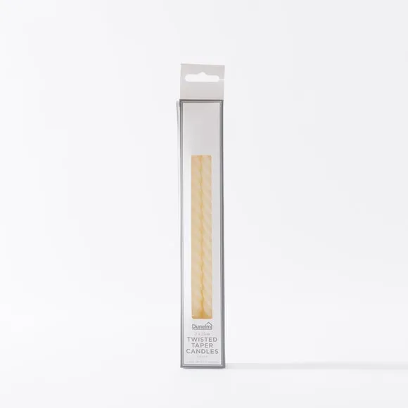 Set of 2 Twist Taper Candles - Cream