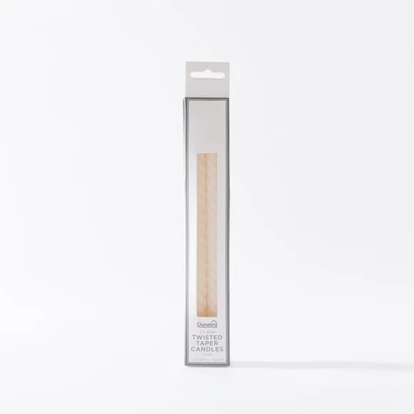Set of 2 Twist Taper Candles - White