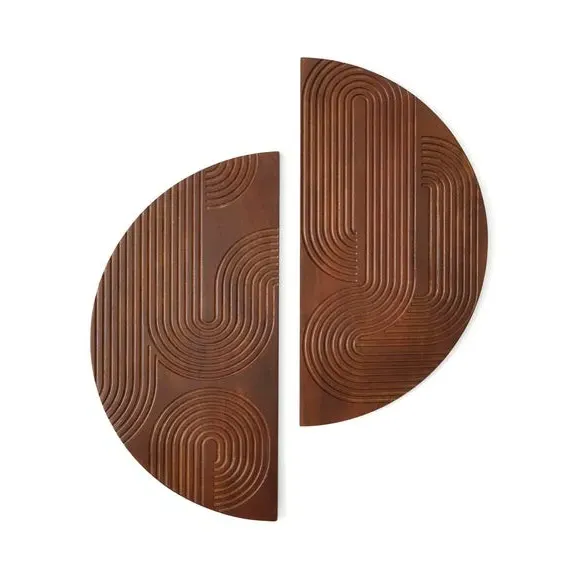 Set of 2 Wall Art with Carved Design - Mango Wood