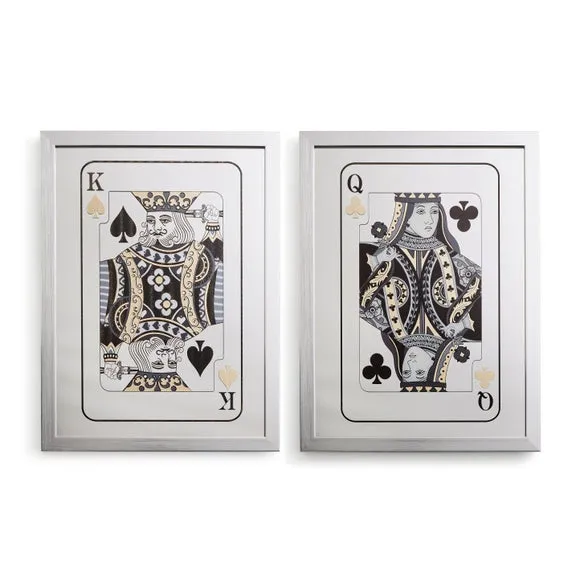 Set of 2 Wall Art with Mirror Finish - Silver