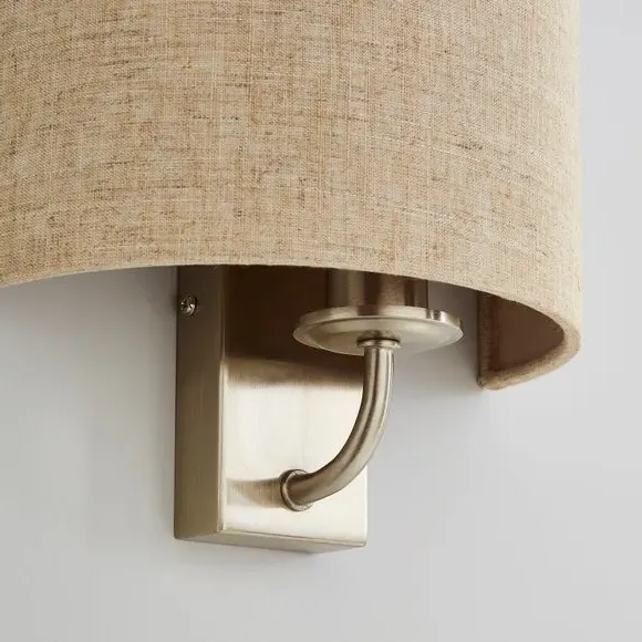 Set of 2 Wall Lights - Natural, Linen Shade