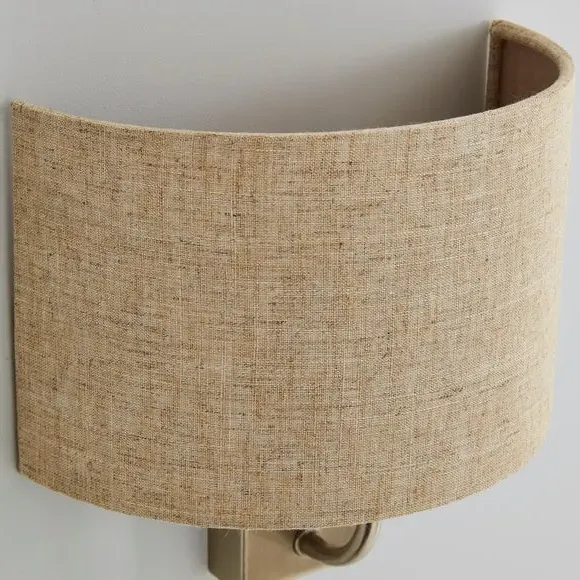 Set of 2 Wall Lights - Natural, Linen Shade