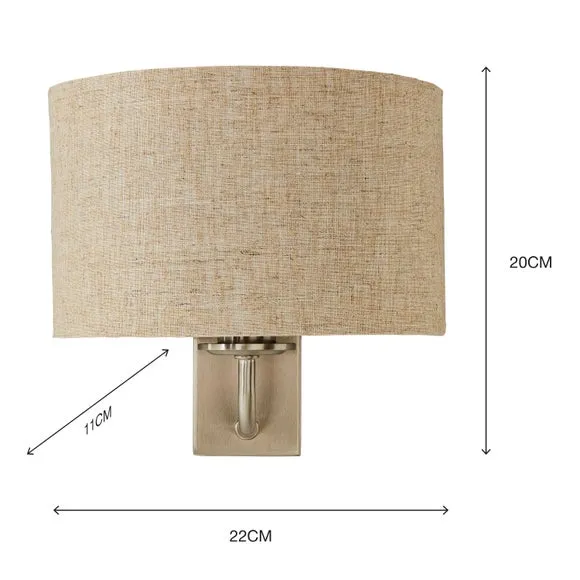 Set of 2 Wall Lights - Natural, Linen Shade