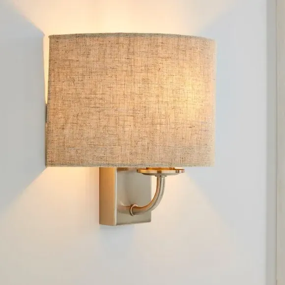 Set of 2 Wall Lights - Natural, Linen Shade image