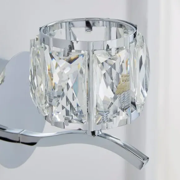 Set of 2 Wall Lights with Glass Shade - Chrome