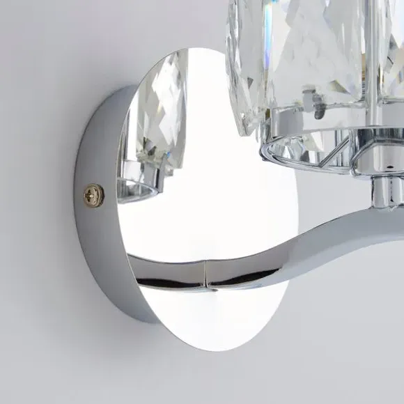 Set of 2 Wall Lights with Glass Shade - Chrome