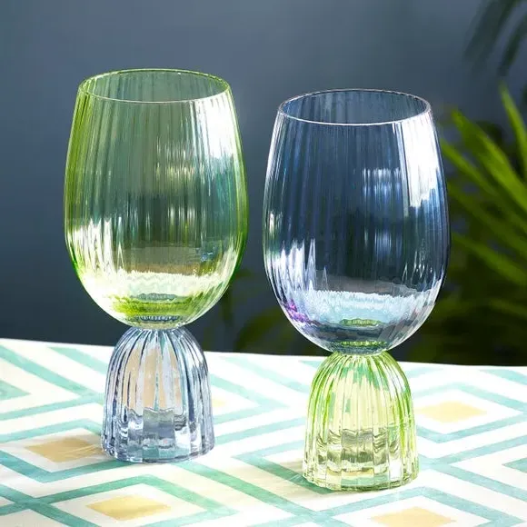 Set of 2 Wine Goblets - Blue, Glass image