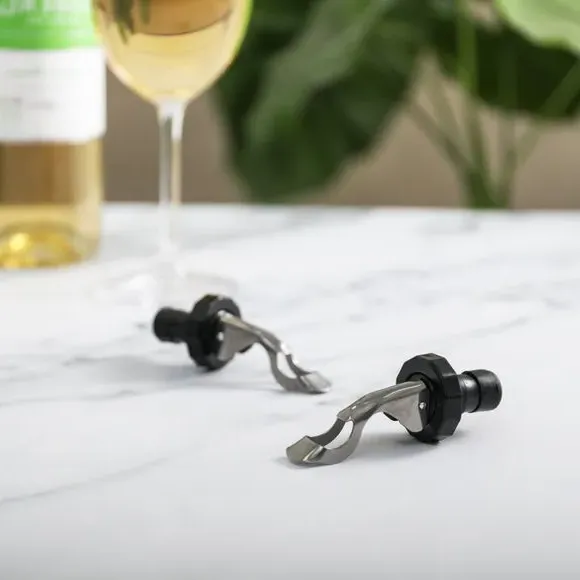 Set of 2 Wine Stoppers - Silver, Stainless Steel image