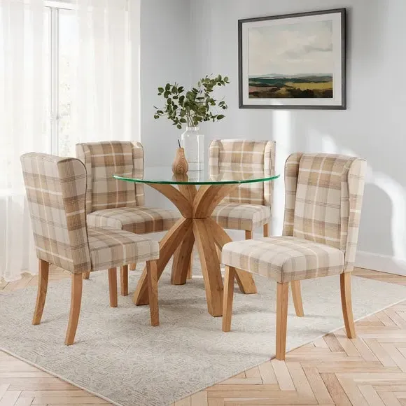 Set of 2 Wingback Dining Chairs - Natural