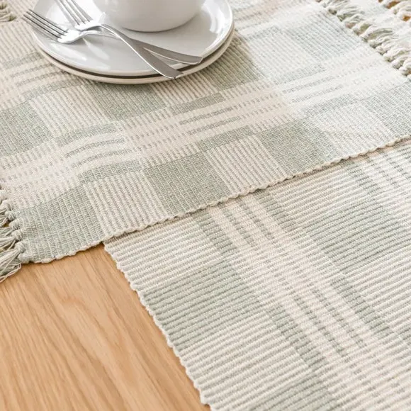 Set of 2 Woven Block Placemats - Sage, Cotton