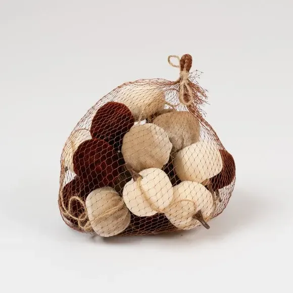Set of 24 Hanging Pumpkin Decor - Brown, Velvet