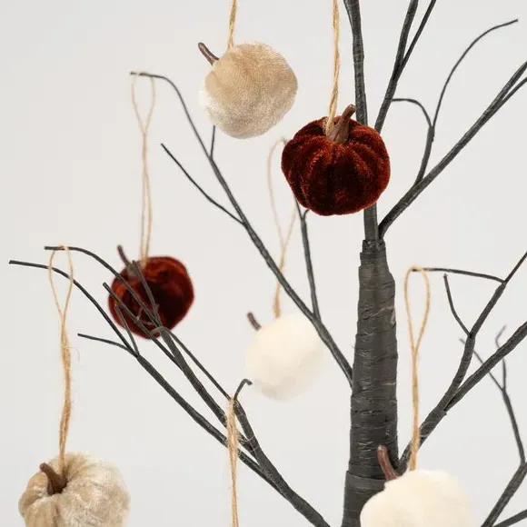 Set of 24 Hanging Pumpkin Decor - Brown, Velvet image