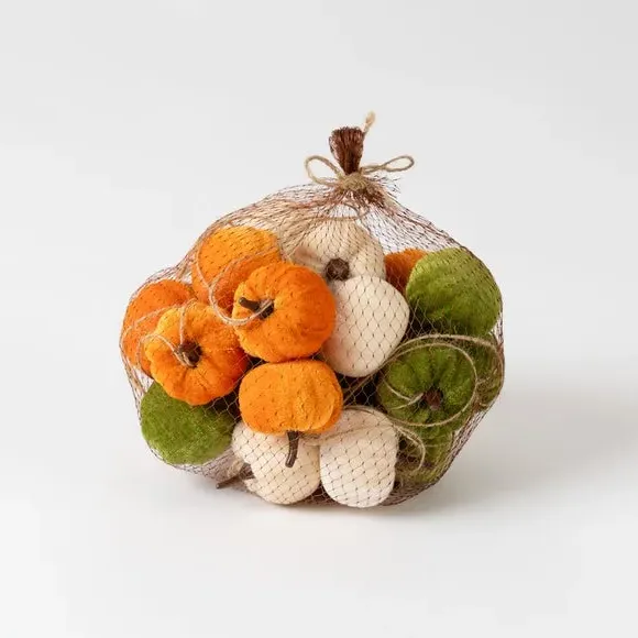 Set of 24 Hanging Pumpkin Decor - Green, Velvet