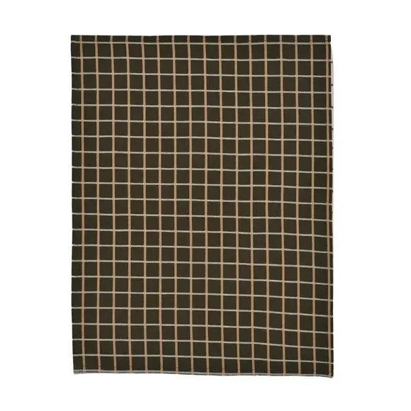 Set of 3 Check Tea Towels - Olive, Polycotton