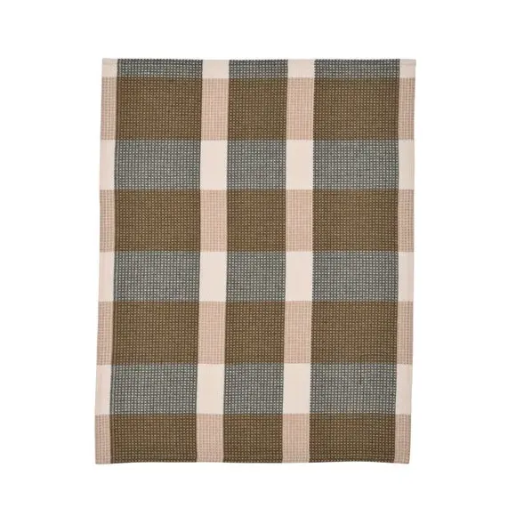 Set of 3 Check Tea Towels - Olive, Polycotton