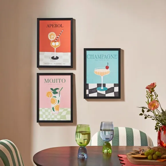 Set of 3 Cocktail Framed Prints - Multicolor image