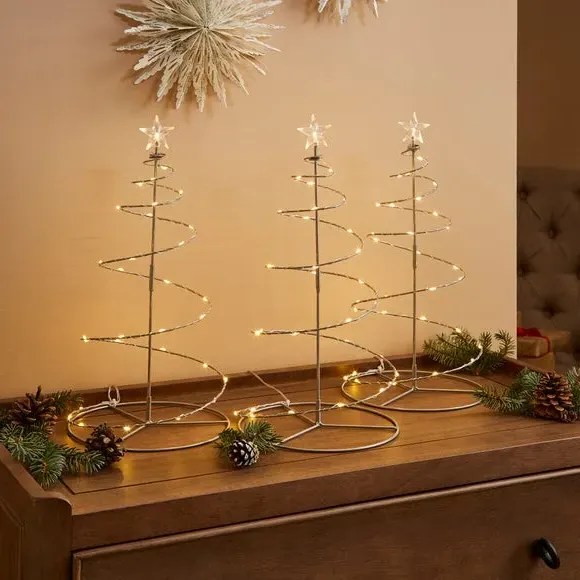 Set of 3 Collapsible Christmas Trees - Silver image