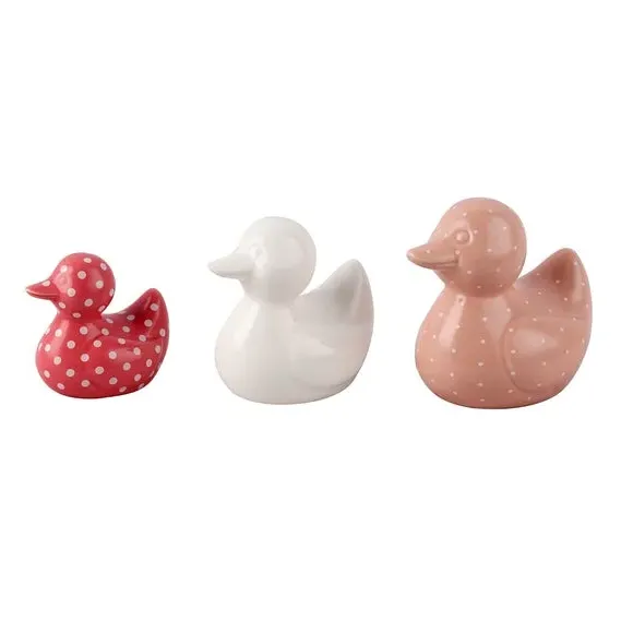 Set of 3 Duck Ornaments - Multicolor, Ceramic