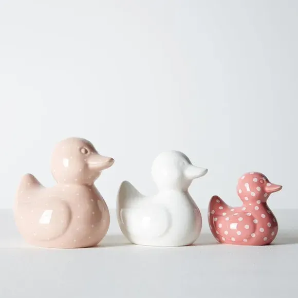 Set of 3 Duck Ornaments - Multicolor, Ceramic image