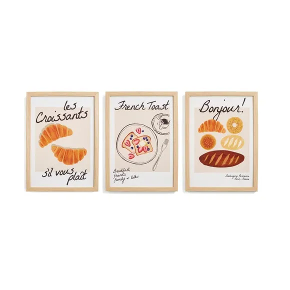 Set of 3 Framed Prints - Multicolor, Wood
