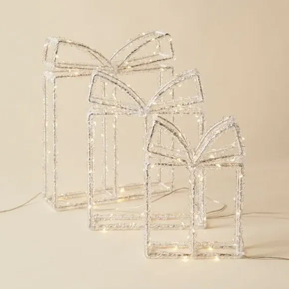 Set of 3 Light Up Parcels - Clear, Acrylic