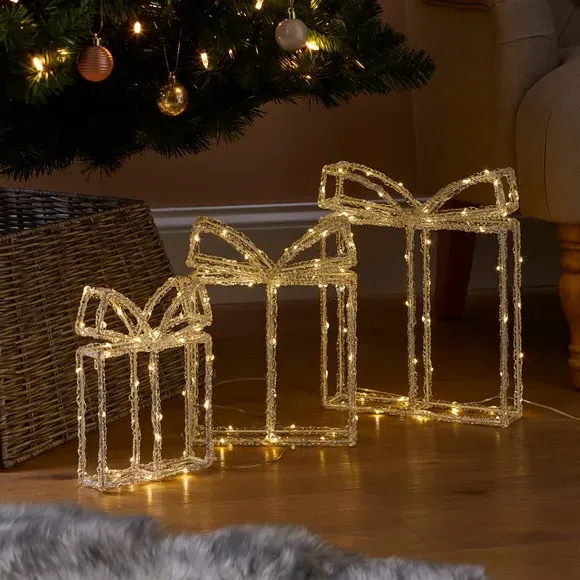 Set of 3 Light Up Parcels - Clear, Acrylic image