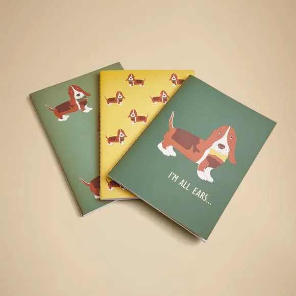 Set of 3 Notebooks Basset Hound Design - Multicolor