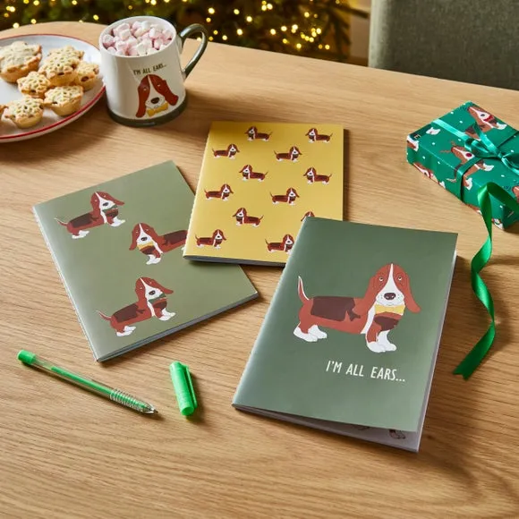 Set of 3 Notebooks Basset Hound Design - Multicolor