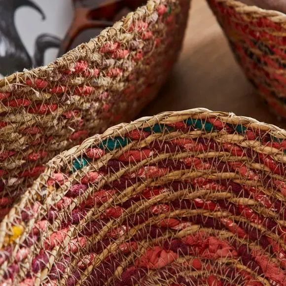 Set of 3 Oval Storage Baskets - Multicoloured