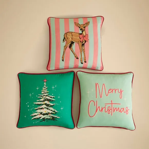 Set of 3 Square Cushion Covers - Multicolor