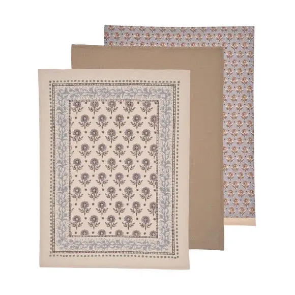 Set of 3 Tea Towels Boho Pattern - Blue, Cotton image