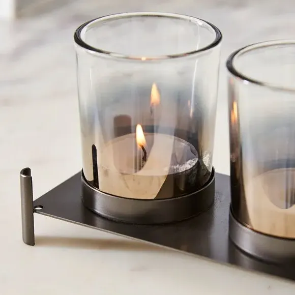 Set of 3 Tealight Holders - Clear, Glass