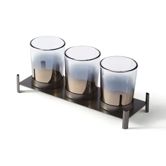 Set of 3 Tealight Holders - Clear, Glass