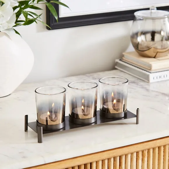 Set of 3 Tealight Holders - Clear, Glass image