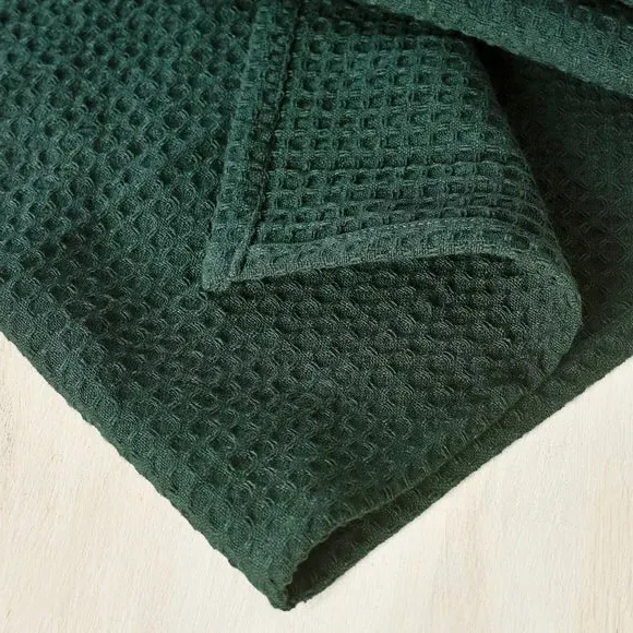 Set of 3 Waffle Tea Towels - Green, Cotton image