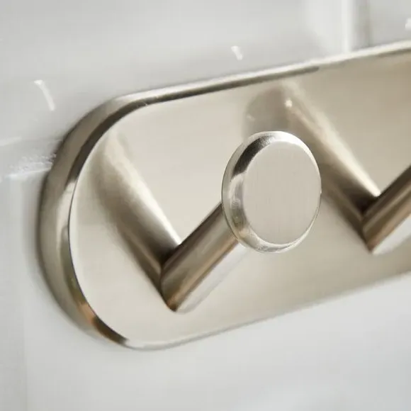 Set of 3 Wall Hooks - Brushed Silver, Metal