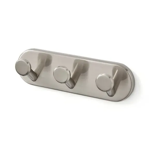 Set of 3 Wall Hooks - Brushed Silver, Metal