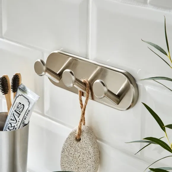Set of 3 Wall Hooks - Brushed Silver, Metal image
