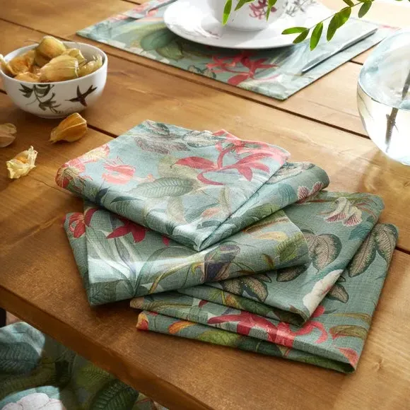Set of 4 Botanical Bird Napkins - Multicolor image