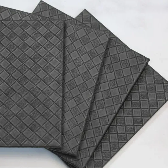 Set of 4 Coasters - Grey, Faux Leather