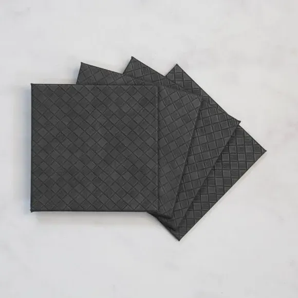 Set of 4 Coasters - Grey, Faux Leather image
